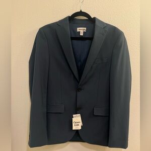 NWT Open Edit Blue Solid 4 Way Stretch Slim Fit Blazer Jacket Size 38R